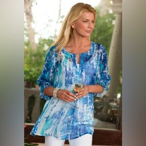 Soft Surroundings Silk Boho Tunic/ Beach Cover Up Medium